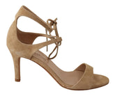 Maria Christina Beige Suede Leather Ankle Strap Pumps Shoes